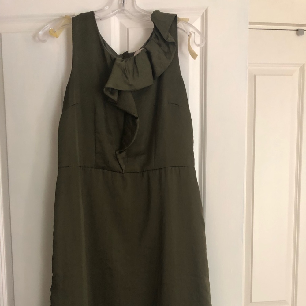 Loft olive green dress size 8